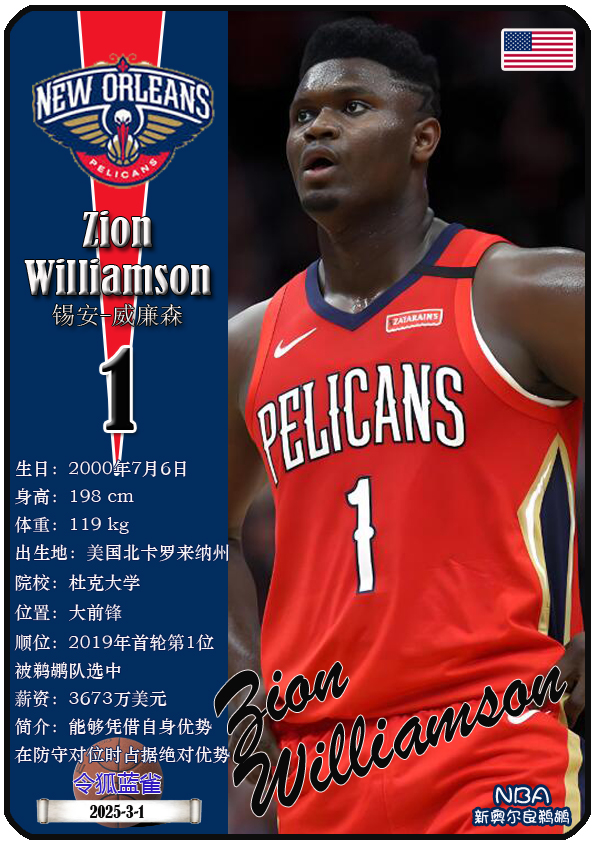 九游体育-关于锡安再伤！鹈鹕宣布缺席至少6周的信息